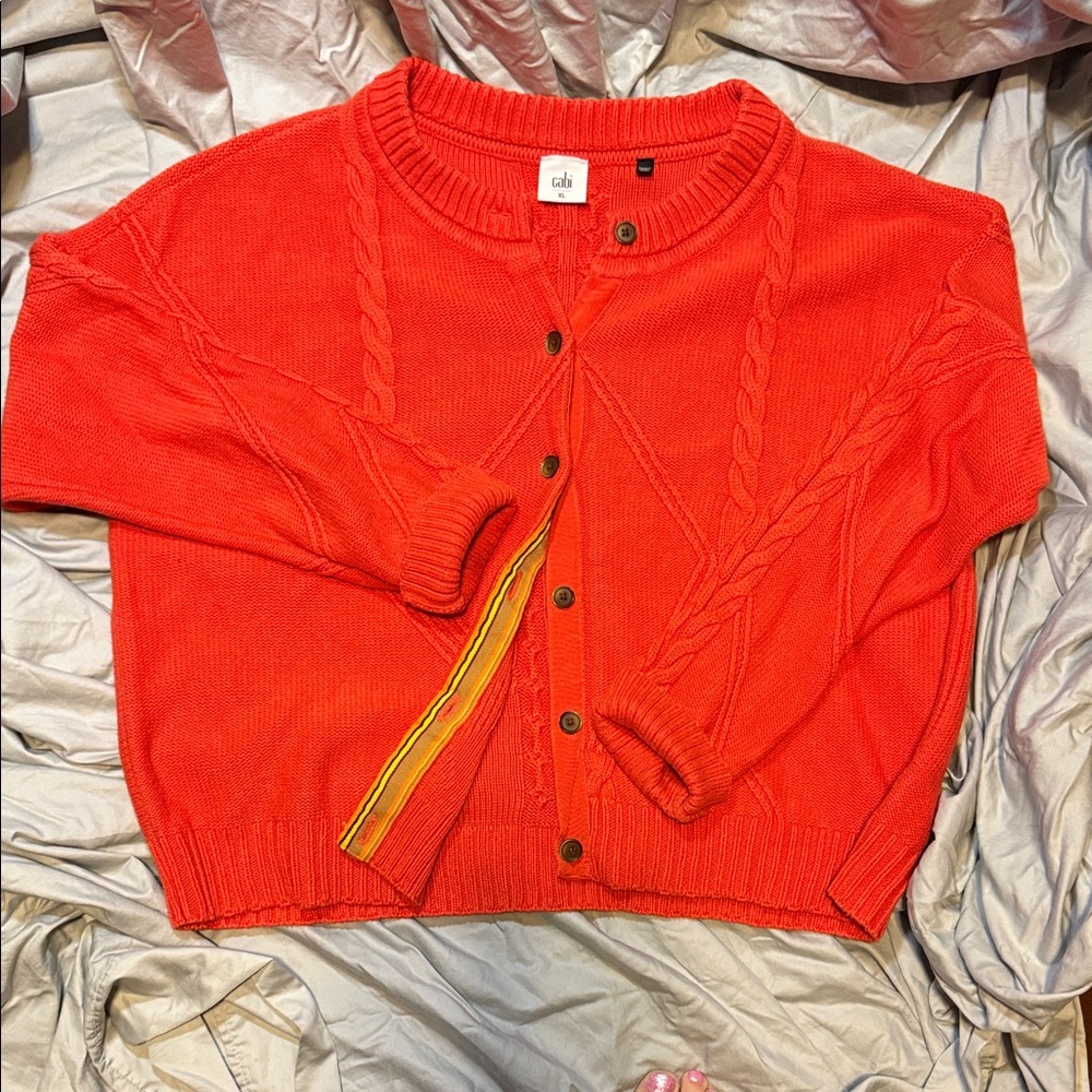CAbi Women's Red Cable Knit Cardigan